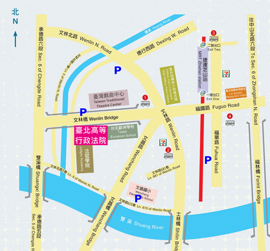 臺北高等行政法院行政訴訟庭位置標示圖
